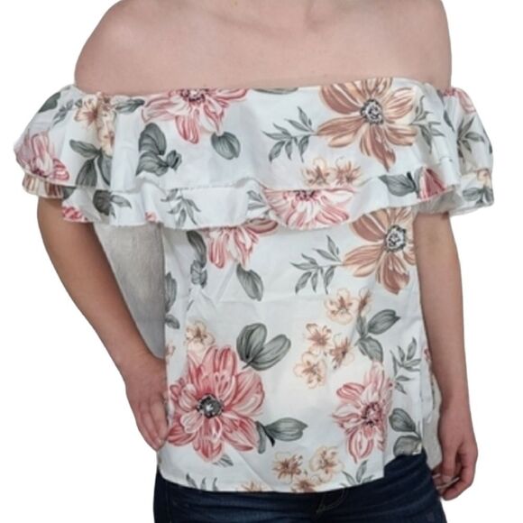 Shein Plus Ruffle Off Shoulder Floral Top - Picture 3 of 7
